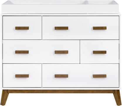 Babyletto Scoot 6-Drawer Dresser - White / Natural Walnut