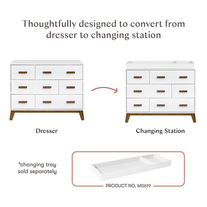 Babyletto Scoot 6-Drawer Dresser - White / Natural Walnut