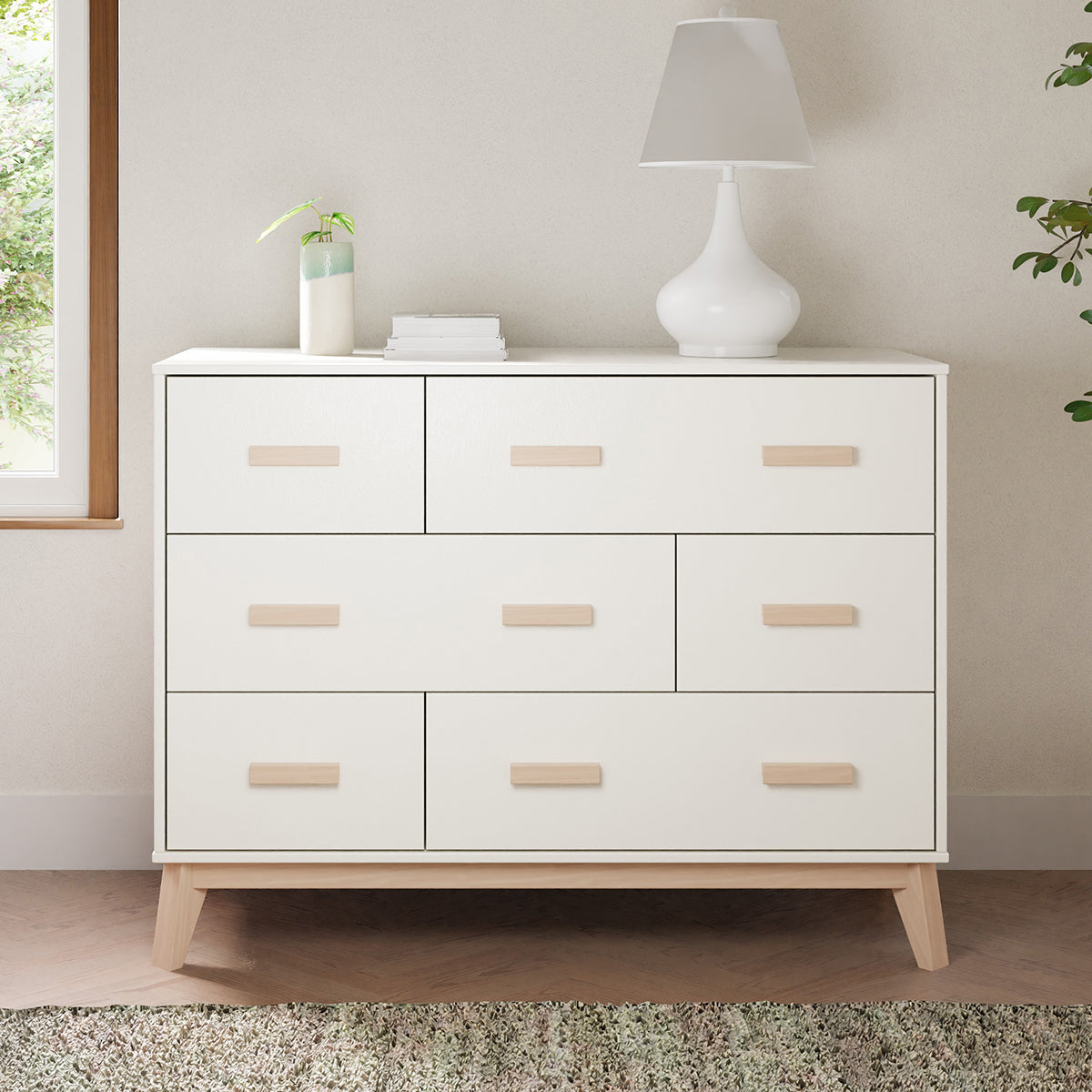 Babyletto Scoot 6-Drawer Dresser - White / Washed Natural