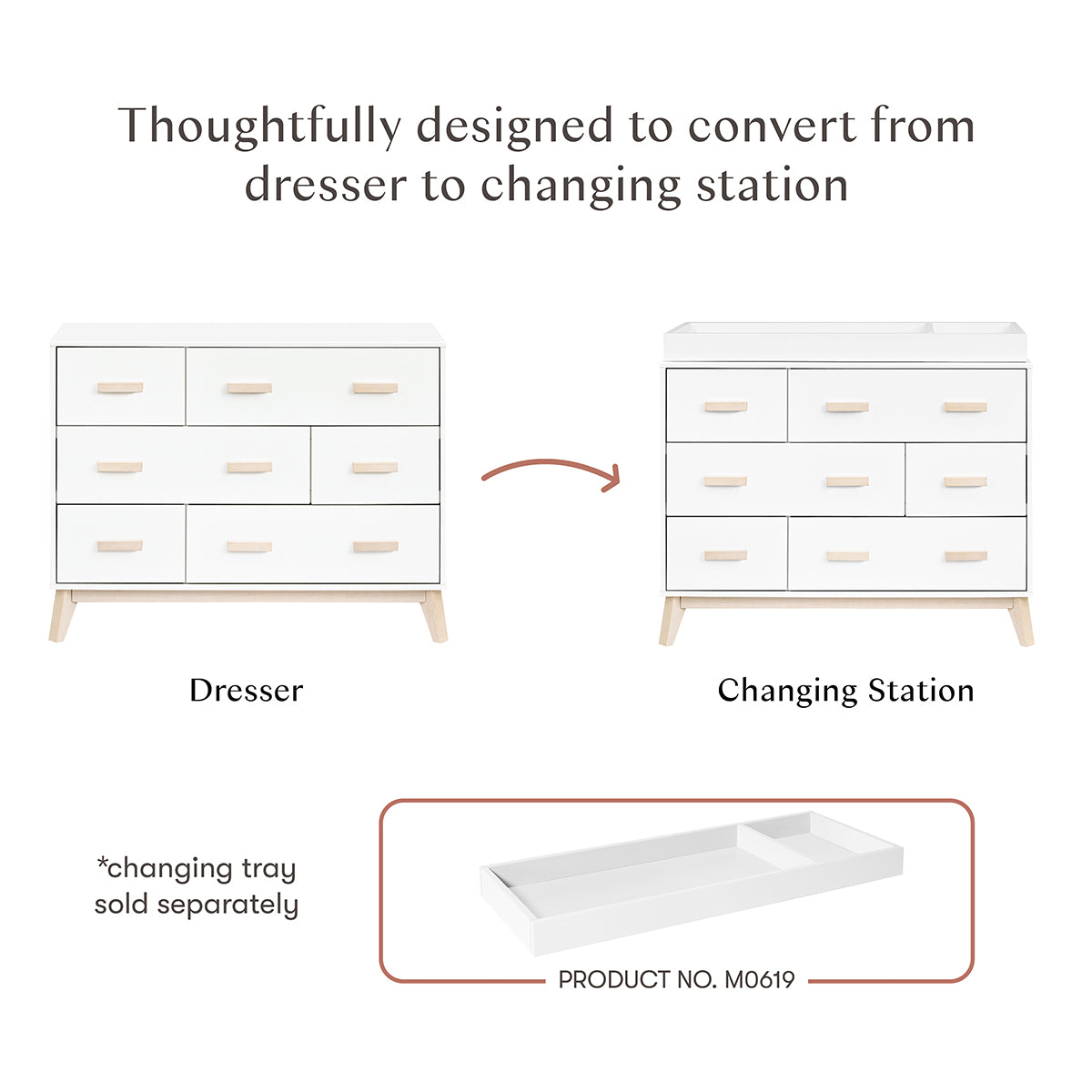 Babyletto Scoot 6-Drawer Dresser - White / Washed Natural