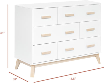 Babyletto Scoot 6-Drawer Dresser - White / Washed Natural