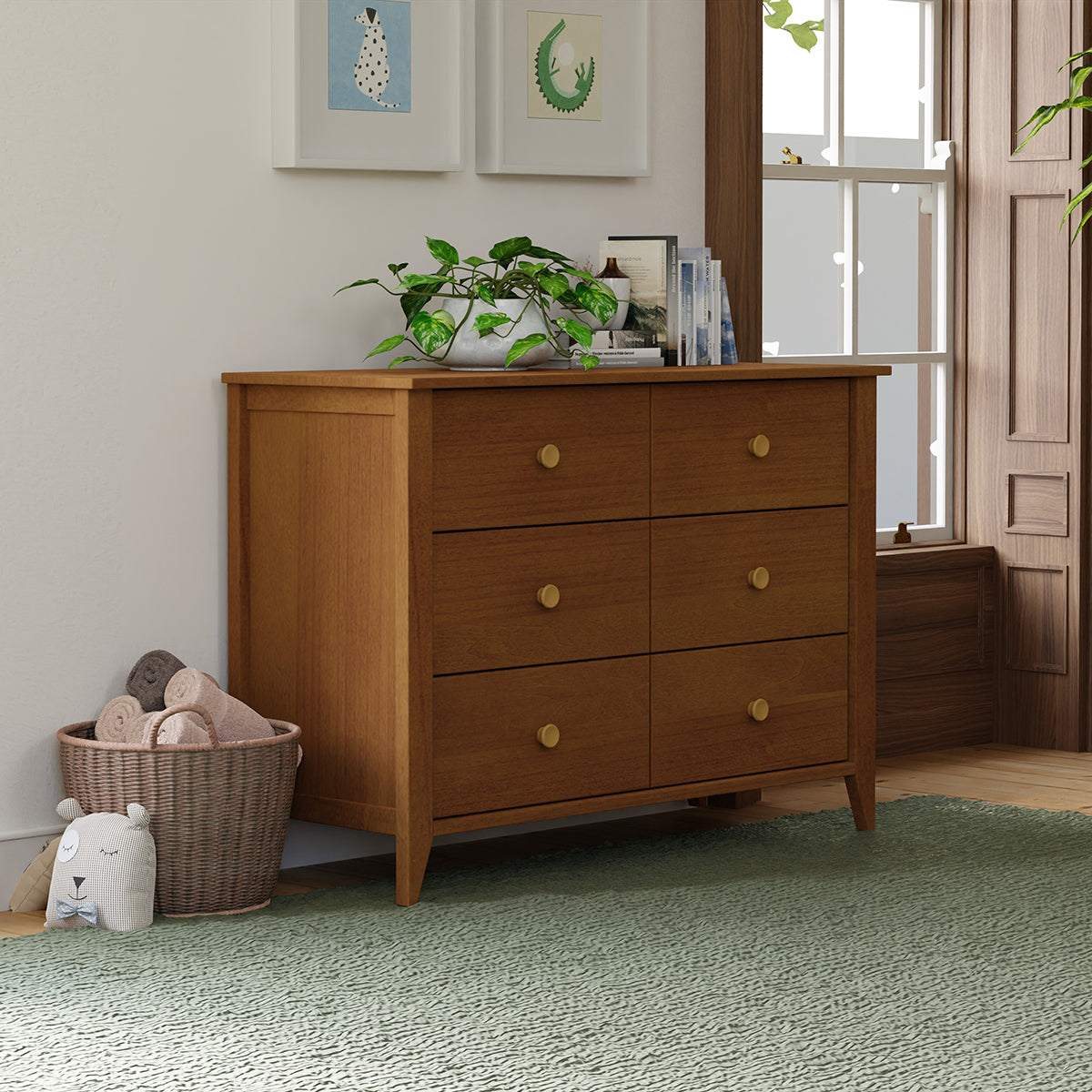 Babyletto Sprout 6-Drawer Double Dresser - Chestnut / Natural