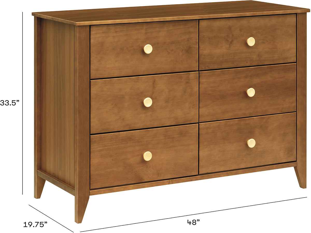 Babyletto Sprout 6-Drawer Double Dresser - Chestnut / Natural