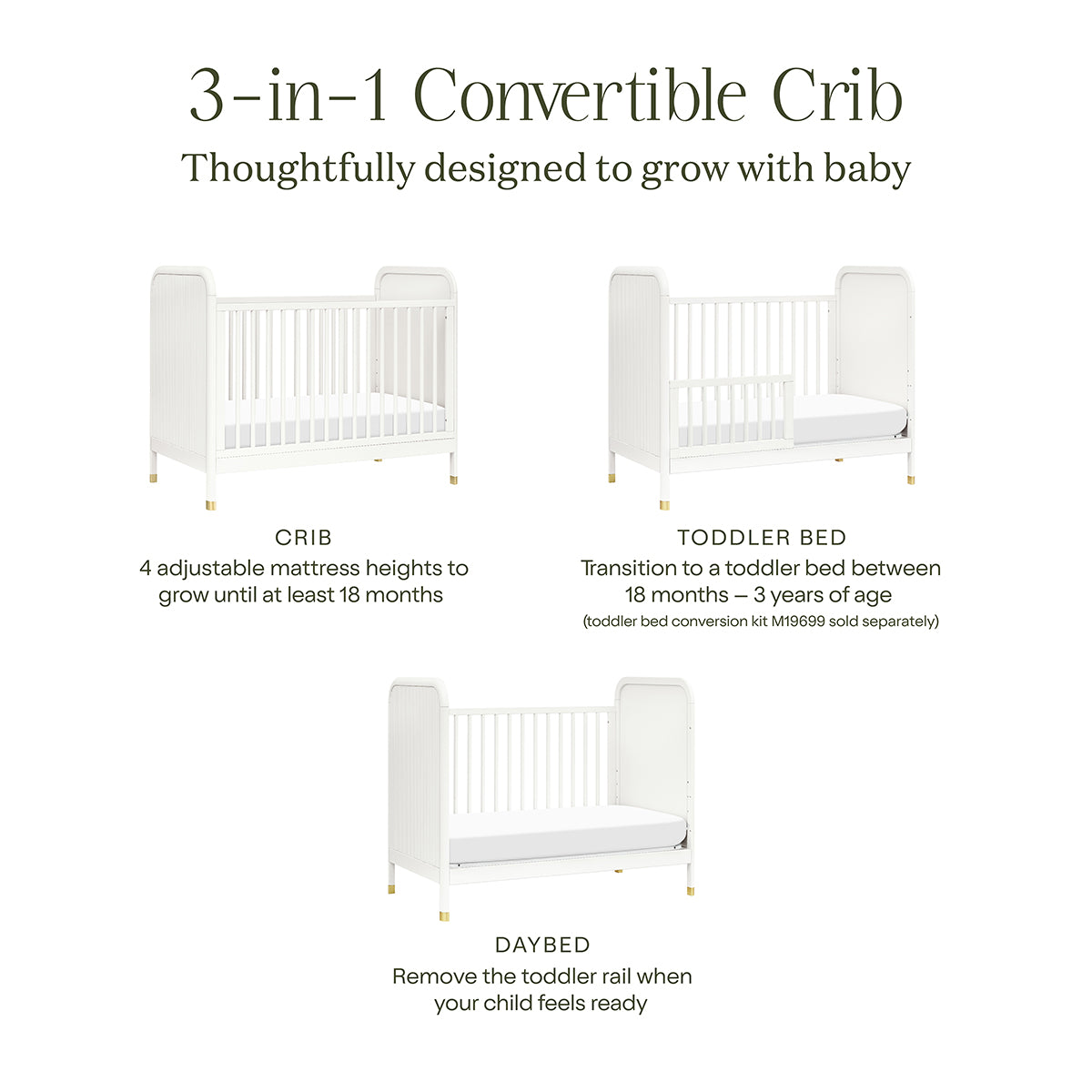 Namesake Brimsley Tambour 3-in-1 Convertible Crib - Warm White