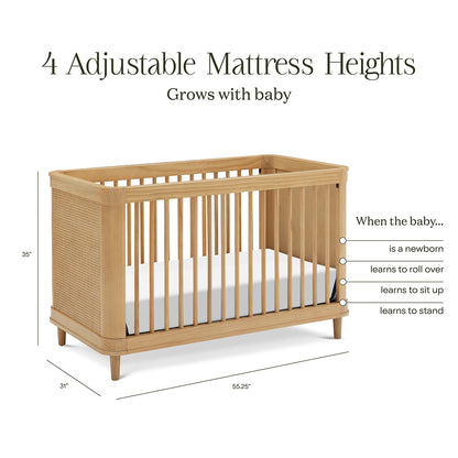 Namesake Marin w/ Cane 3-in-1 Convertible Crib - Honey / Honey Cane