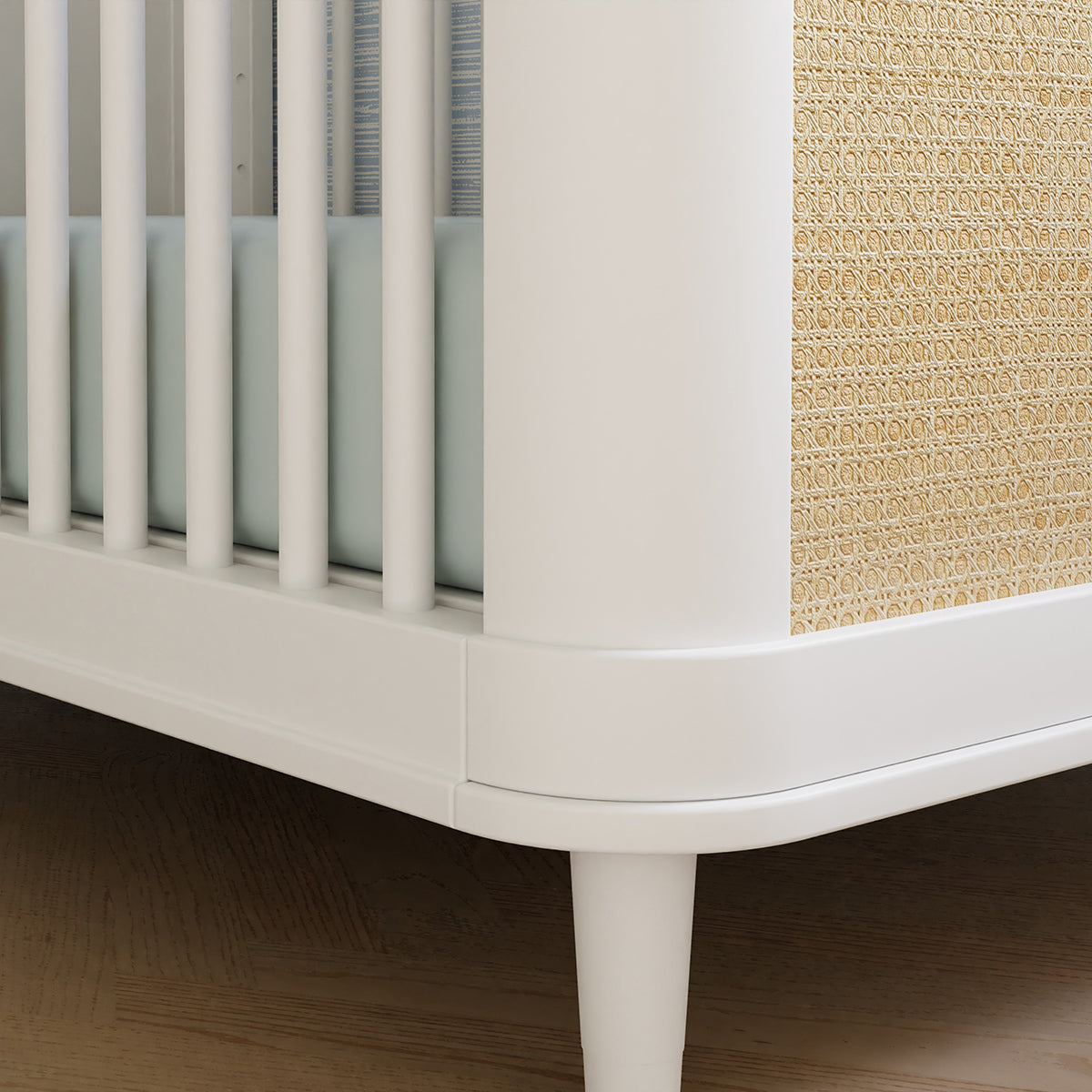 Namesake Marin w/ Cane 3-in-1 Convertible Crib - Warm White / Honey Cane