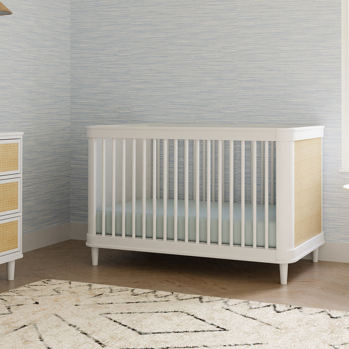 Namesake Marin w/ Cane 3-in-1 Convertible Crib - Warm White / Honey Cane