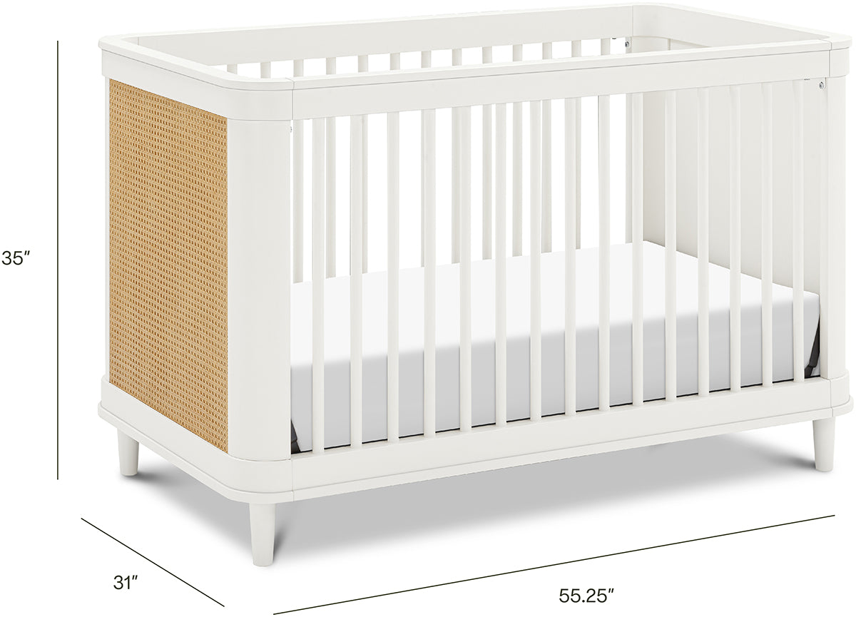 Namesake Marin w/ Cane 3-in-1 Convertible Crib - Warm White / Honey Cane