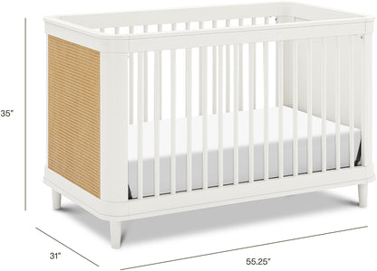 Namesake Marin w/ Cane 3-in-1 Convertible Crib - Warm White / Honey Cane