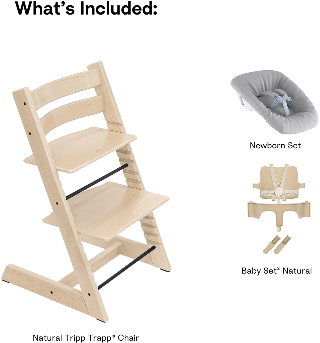 Tripp Trapp High Chair2 and Newborn Set - Natural