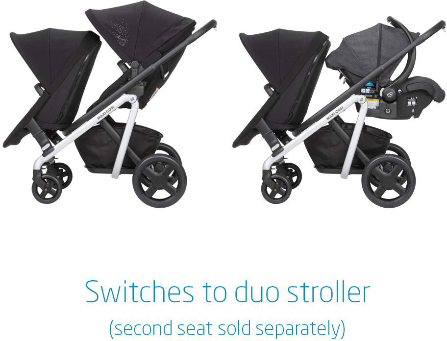 Maxi-Cosi Lila Double Stroller + Mico XP Max Travel System Bundle - Frequency Black / Nomad Black / Essential Black