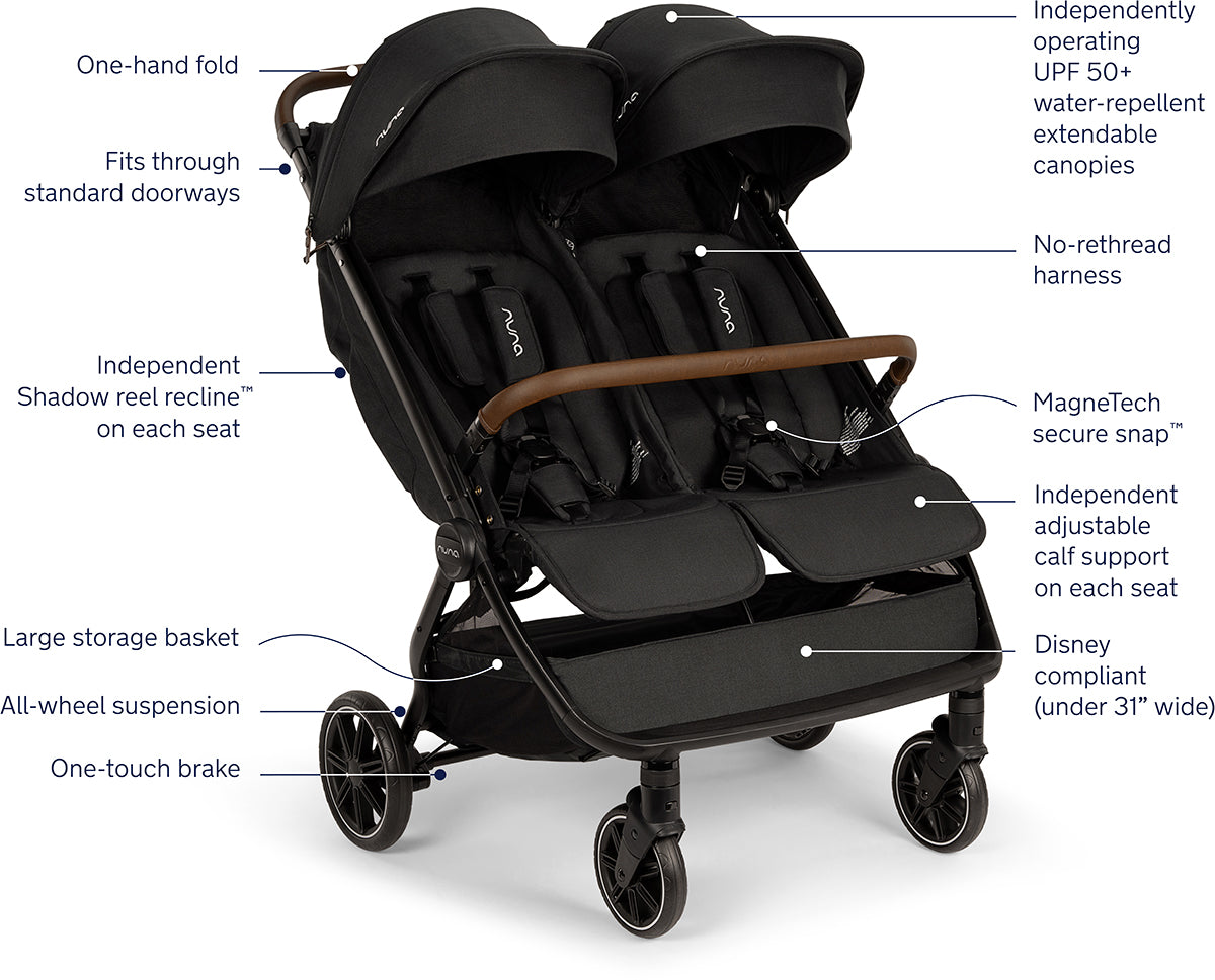 Nuna TRVL dubl + PIPA Aire RX Travel System Bundle - Caviar / Caviar