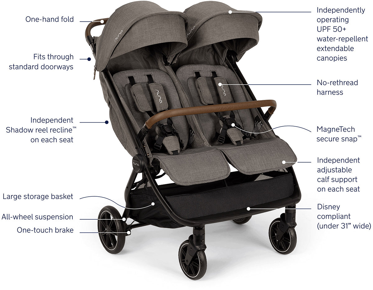 Nuna TRVL dubl + PIPA Aire RX Travel System Bundle - Granite / Granite