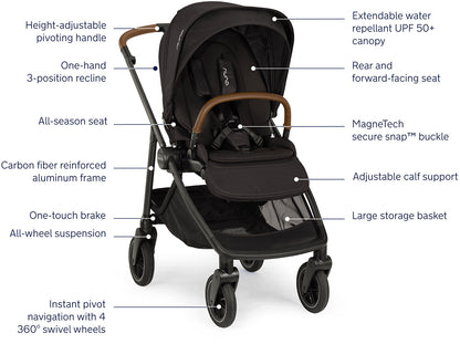 Nuna SWIV Lightweight Stroller - Caviar