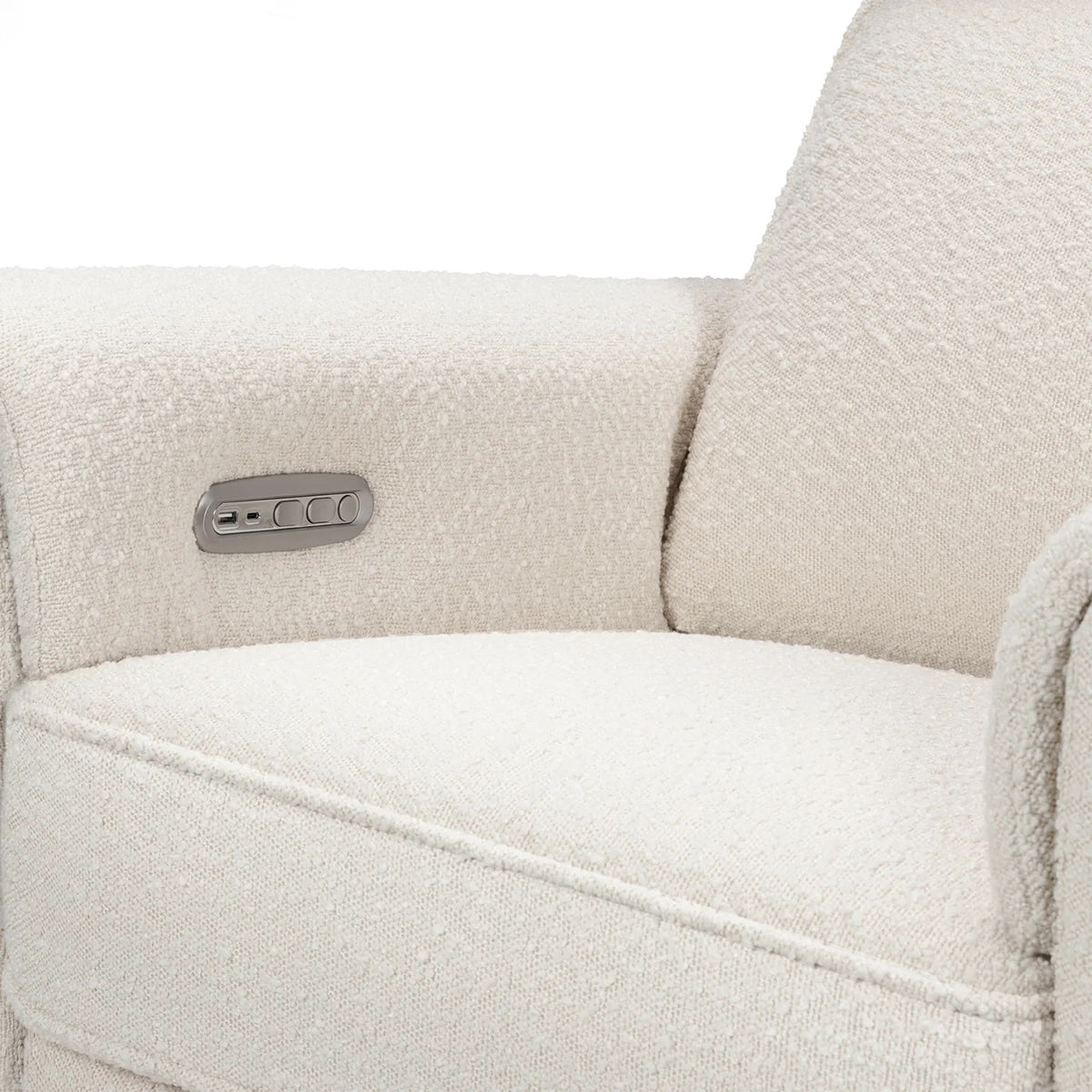 Monogram by Namesake Willa Electric Glider Recliner w/USB - Ivory Boucle w/Light Wood Base