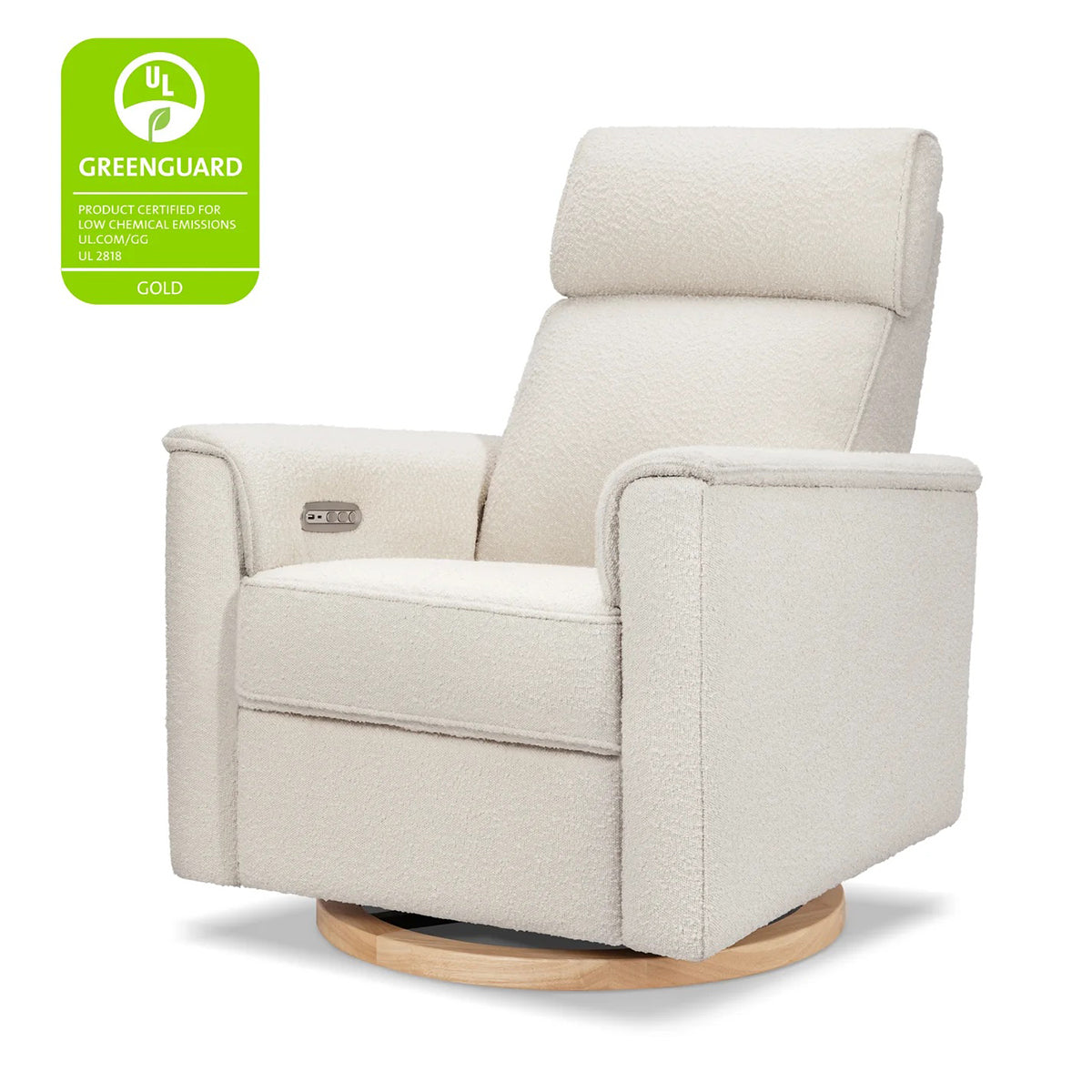 Monogram by Namesake Willa Electric Glider Recliner w/USB - Ivory Boucle w/Light Wood Base