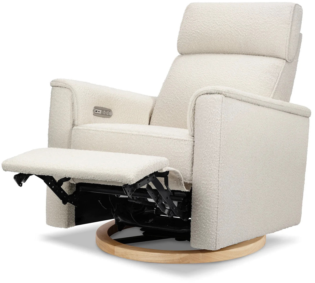 Monogram by Namesake Willa Electric Glider Recliner w/USB - Ivory Boucle w/Light Wood Base