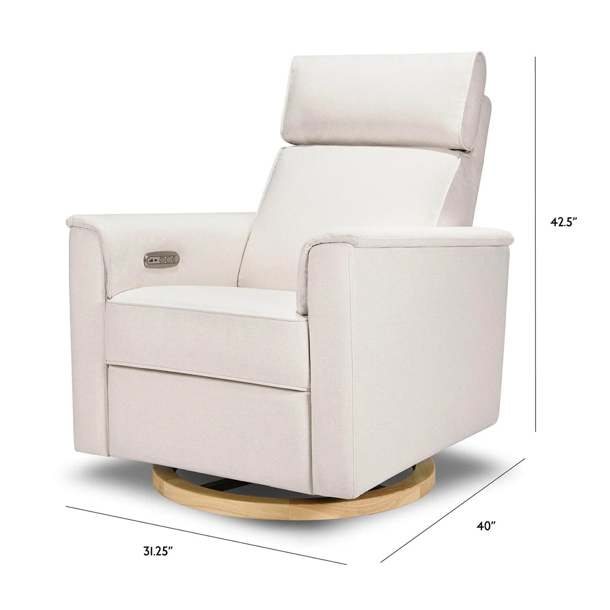 Monogram by Namesake Willa Electric Glider Recliner w/USB - Performance Cream Eco-Weave w/Light Wood Base