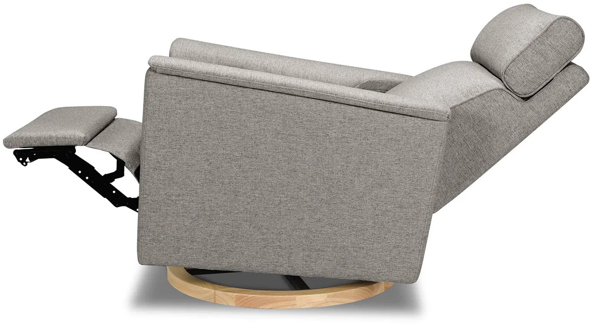 Monogram by Namesake Willa Electric Glider Recliner w/USB - Performance Grey Eco-Weave w/Light Wood Base