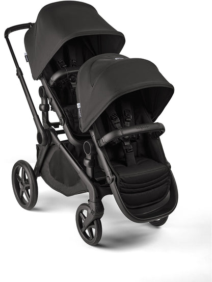 Bugaboo Kangaroo All-Position Newborn Double Stroller Bundle - Black / Dark Cherry / Dark Cherry