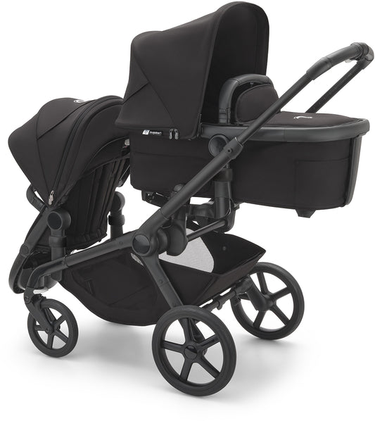 Bugaboo Kangaroo All-Position Newborn Double Stroller Bundle - Black / Dark Cherry / Dark Cherry