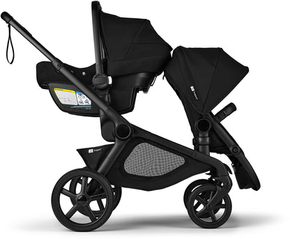 Bugaboo Kangaroo All-Position Newborn Double Stroller + Turtle Air Shield By Nuna Travel System Bundle - Black / Midnight Black / Misty White / Black