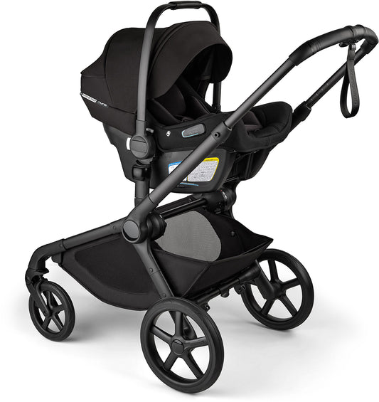 Bugaboo Kangaroo All-Position Newborn Double Stroller + Turtle Air Shield By Nuna Travel System Bundle - Black / Midnight Black / Misty White / Black