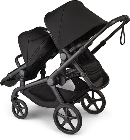 Bugaboo Kangaroo Double Stroller + Turtle Air Shield By Nuna Travel System Bundle - Black / Midnight Black / Misty White / Black