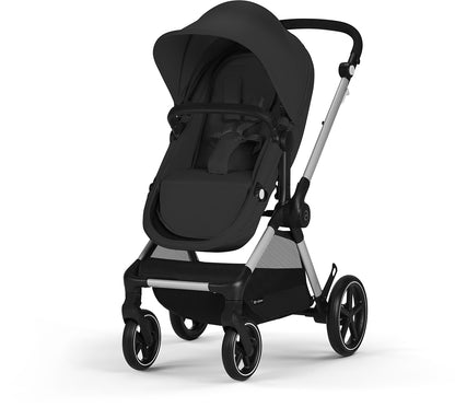 Cybex EOS 5-in-1 Stroller + Aton G Swivel SensorSafe Travel System - Silver / Moon Black