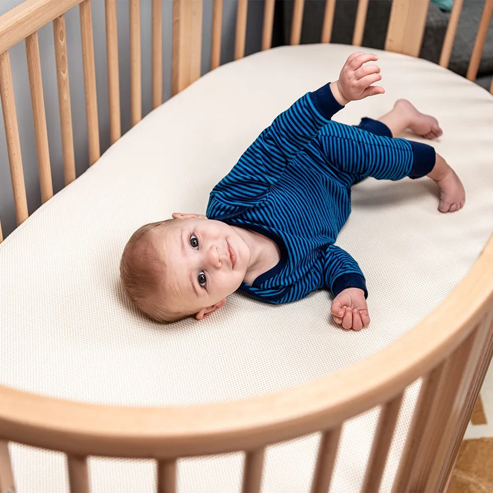 Naturepedic Organic Cotton Oval Crib Mattress with Breathable Cover for Stokke Sleepi V3