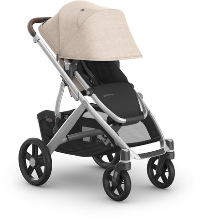 UPPAbaby Vista V3 Single-to-Double Stroller - Declan (Oat Melange / Silver Frame / Chestnut Leather)