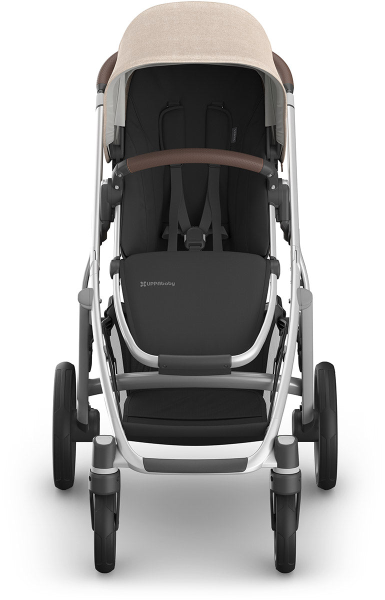 UPPAbaby Vista V3 Single-to-Double Stroller - Declan (Oat Melange / Silver Frame / Chestnut Leather)