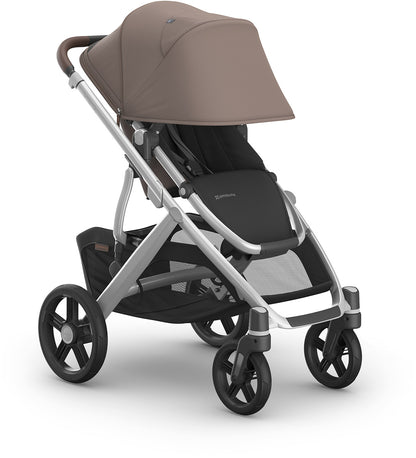 UPPAbaby Vista V3 Single-to-Double Stroller - Theo (Dark Taupe / Silver Frame / Chestnut Leather)