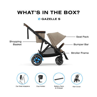 Cybex eGazelle S Electronic Assist Stroller - Black Frame / Almond Beige