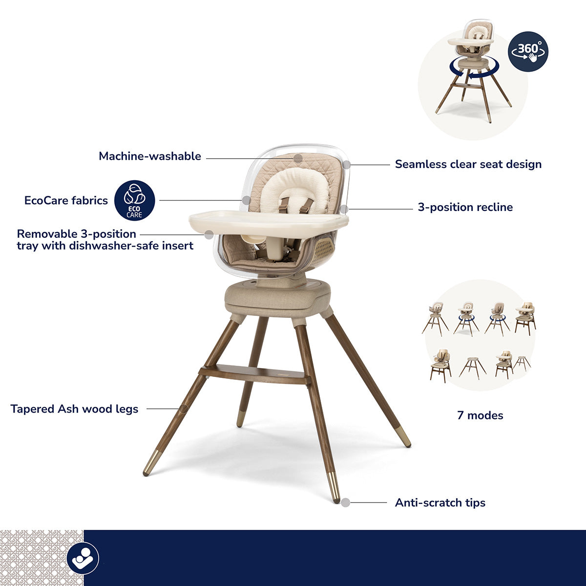 Maxi-Cosi Kiskadee 360 Rotating High Chair - Natural Heritage