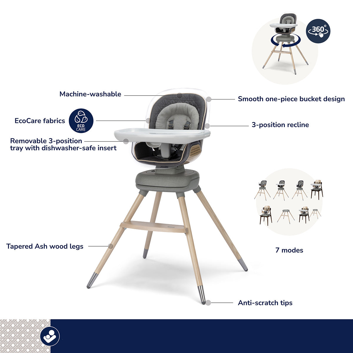 Maxi-Cosi Kiskadee 360 Rotating High Chair - Onyx Heritage