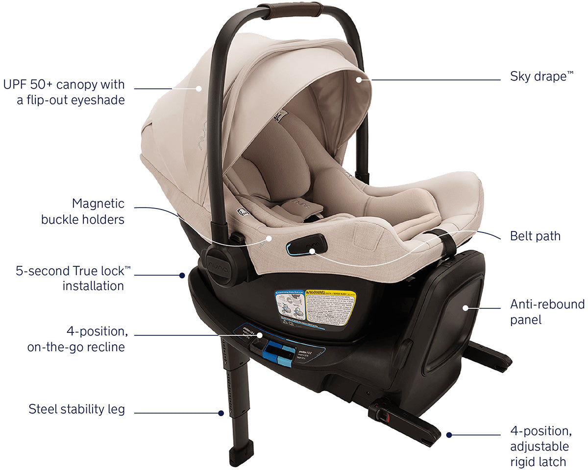 Nuna MIXX Next with Magnetic Buckle + PIPA Aire RX Travel System Bundle - Biscotti / Biscotti