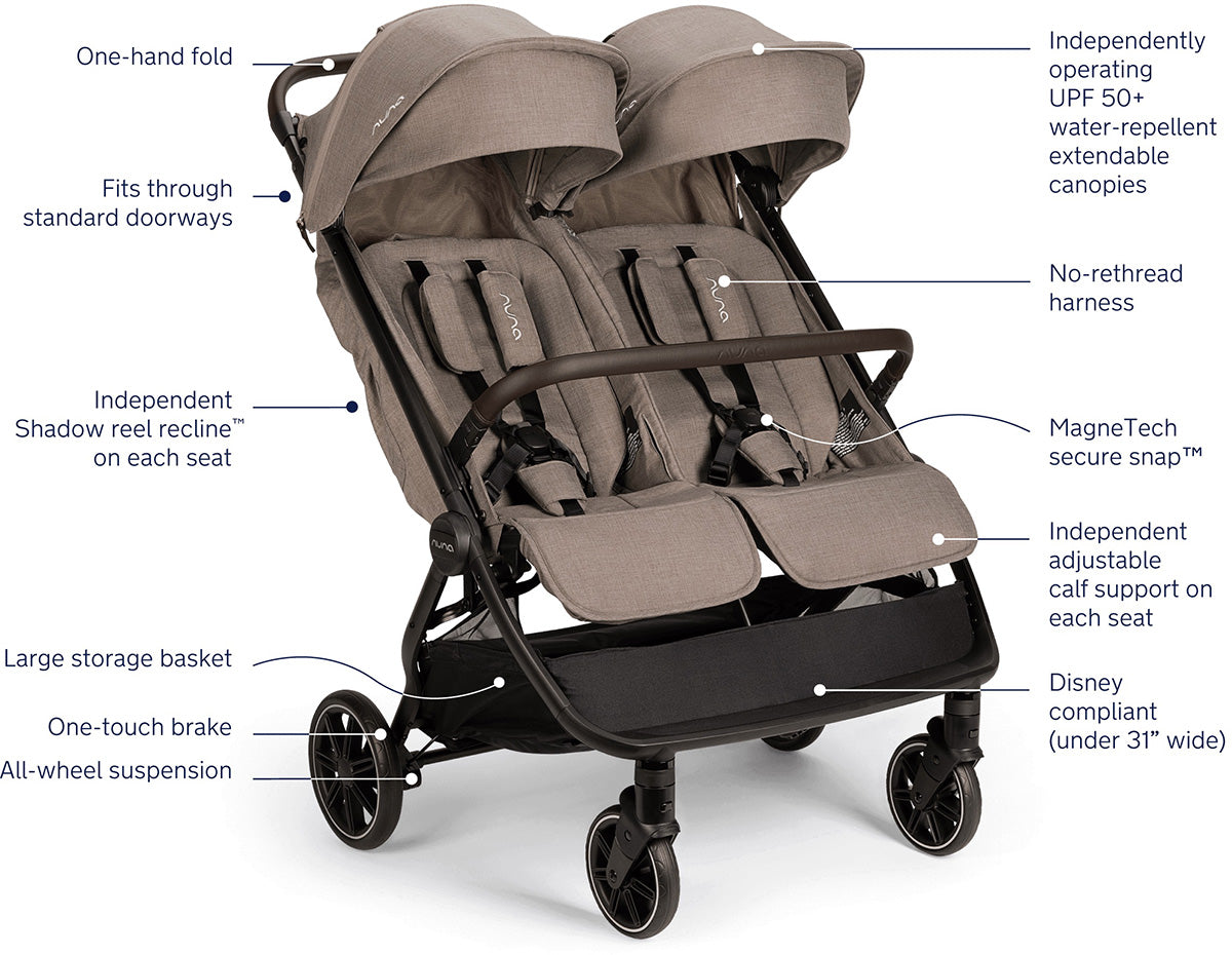 Nuna TRVL dubl + PIPA Aire RX Travel System Bundle - Cedar / Caviar