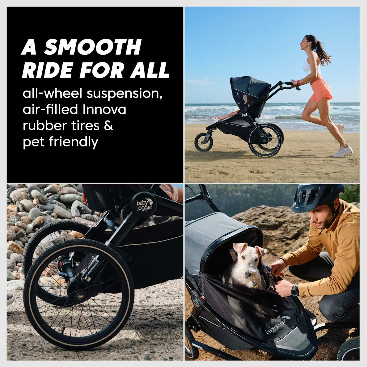 Baby Jogger City Prix Jogger + Bike Trailer + Weather Shield Bundle - Ambition Black