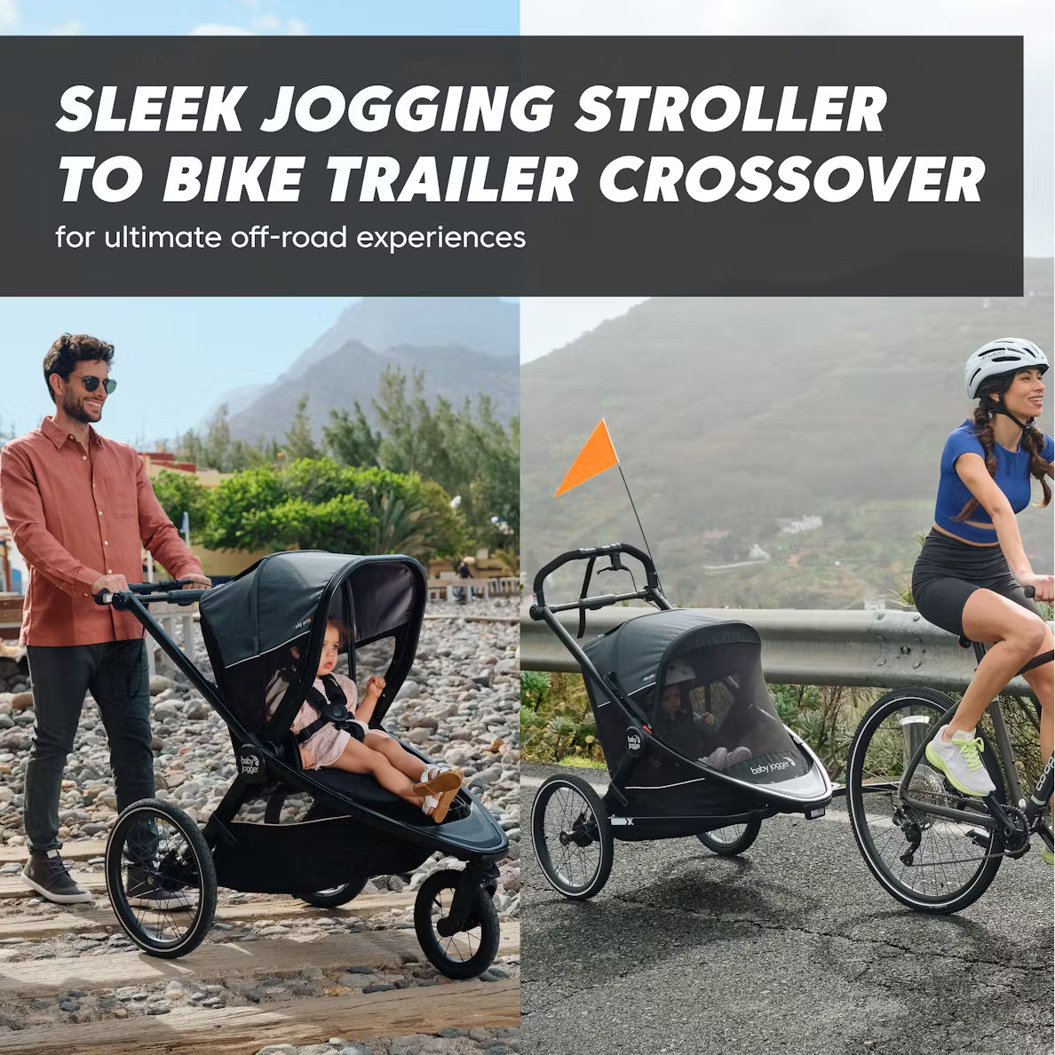 Baby Jogger City Prix Jogger + Bike Trailer + Weather Shield Bundle - Ambition Black