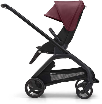 Bugaboo Dragonfly Complete Lightweight Compact Stroller + Bassinet - Black / Dark Cherry / Dark Cherry