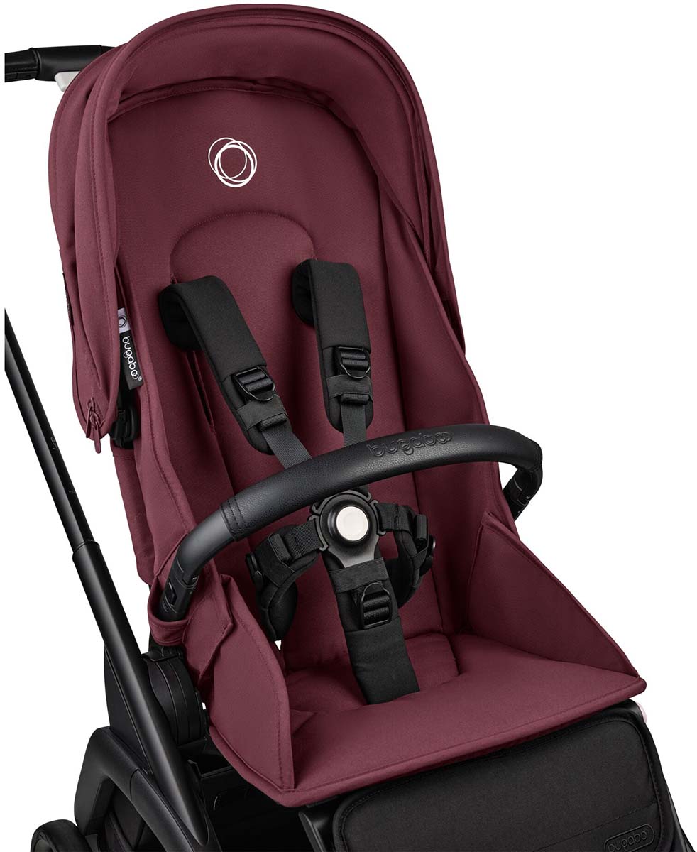 Bugaboo Dragonfly Complete Lightweight Compact Stroller + Bassinet - Black / Dark Cherry / Dark Cherry