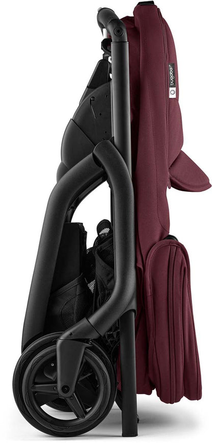 Bugaboo Dragonfly Complete Lightweight Compact Stroller + Bassinet - Black / Dark Cherry / Dark Cherry