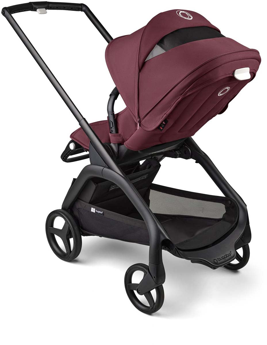 Bugaboo Dragonfly Complete Lightweight Compact Stroller + Bassinet - Black / Dark Cherry / Dark Cherry