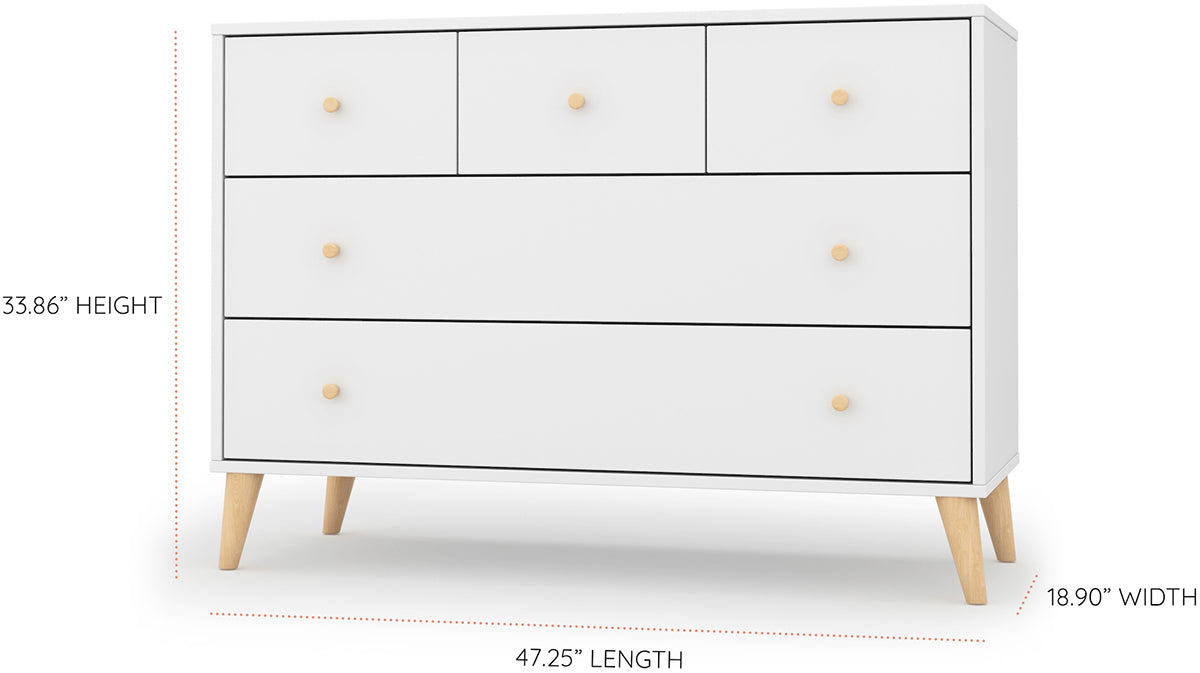 dadada Austin 5-Drawer Dresser - White / Natural