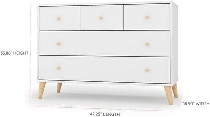 dadada Austin 5-Drawer Dresser - White / Natural