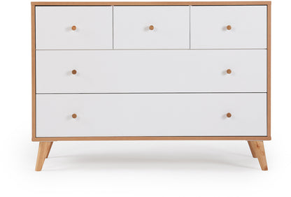 dadada Austin 5-Drawer Dresser - White / Red Oak