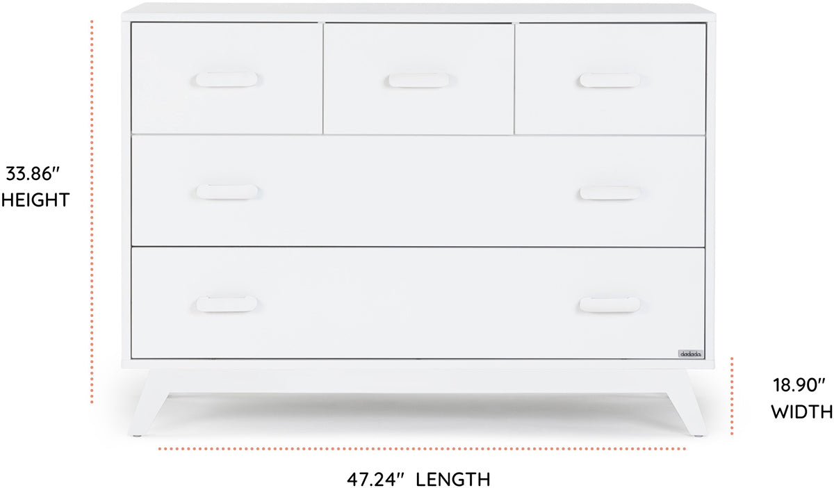 dadada Soho 5-Drawer Dresser - All White