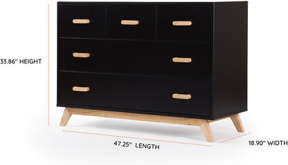 dadada Soho 5-Drawer Dresser - Black / Natural