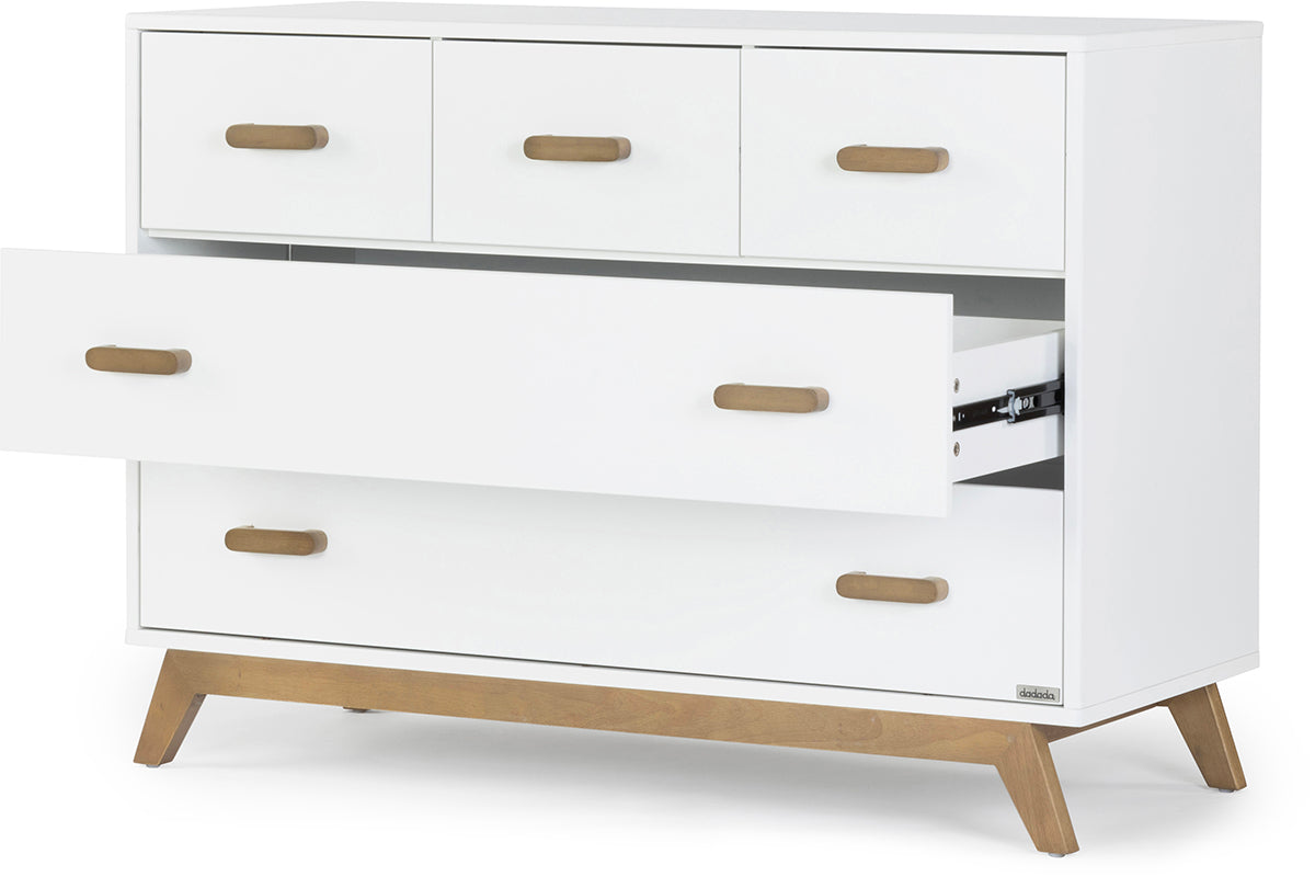 dadada Soho 5-Drawer Dresser - White / Walnut